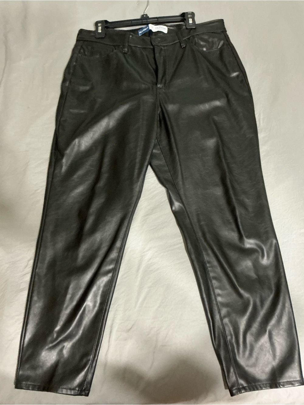 Old Navy Black Faux Leather high-rise O.G. Straight secret smooth pockets